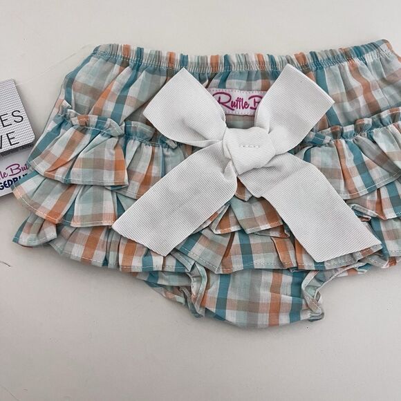RuffleButts Presley Plaid Ruffled Bloomers Diaper Cover Girls Size 6-12 Months - Picture 2 of 10